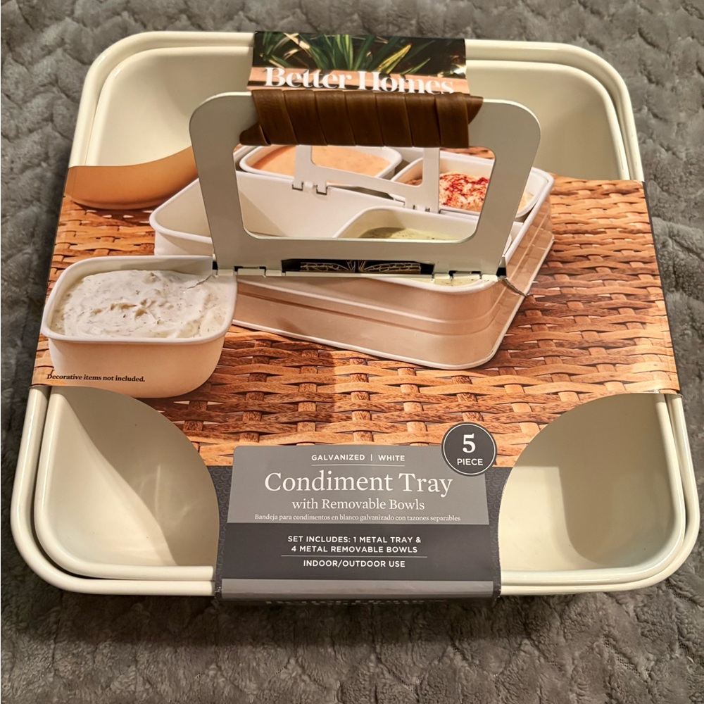 Better Homes And Gardens White Condiment Tray with Removable Bowls